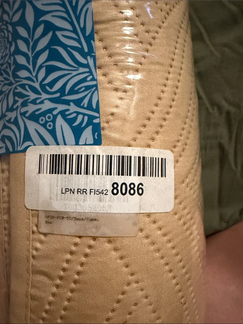 Whole Flocked Twin Quilt Set in Light Tan